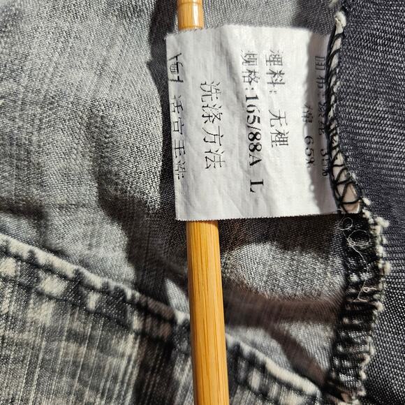 VTG Eand Queen Distressed Asymmetrical Jacket Sz. S [4-6] Gray Black Acid Wash - Picture 8 of 12